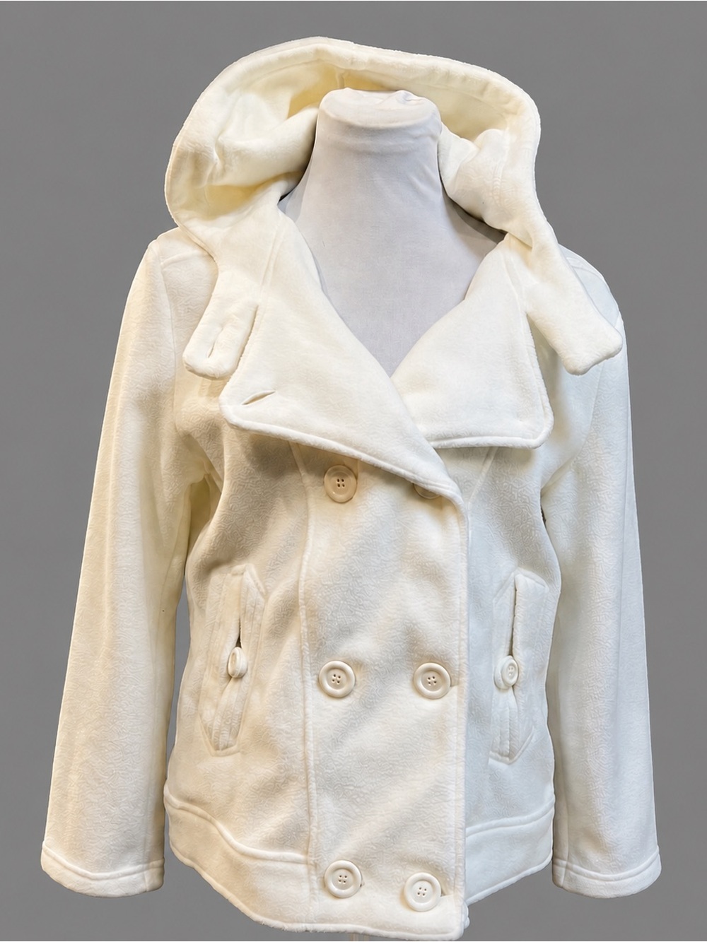 Modern CHIC Creazioni Effici sz M Versatile White Hooded Hoodie Layering Jacket